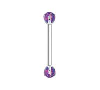 Mesnt Piercing Oreille Helix Homme, 1pcs 16G Clous de nez percés à filetage interne avec une opale bleue et violette en Titane, Argent, 1.2x16mmx4mm