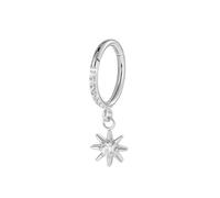 Mesnt Piercing Oreille Tige, 1pcs 16G Anneaux de nez percés Créoles ornées d'un soleil et de zirconiums cubiques en Titane, Style 3-Argent, 1.2x8mm