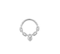Mesnt Piercing Oreille Tragus Anneau, 1pcs 16G Anneaux de nez percés Créole à maillons avec pendentif cadenas en forme de cœur en Acier inoxydable, Style 2-Argent, 1.2x8mm