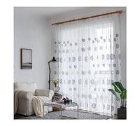 Mesnt Rideau Semi Occultant Gris, Rideau Transparent en Filet à Motif de Boules brodées Rideau pour Salon Cuisine, Gris, 214 x 102 cm (HxL)