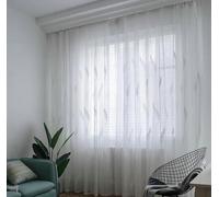 Mesnt Rideau Transparent Blanc, Rideaux en Voile brodés de Feuilles Tropicales pour Chambre à Coucher, Blanc, 96 x 160 cm