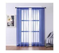 Mesnt Rideau Transparent, Rideau Transparent en Voile Semi-Transparent pour Chambre à Coucher Décoration Élégante de Dressing Salon Chambre Salle à Manger, Bleu foncé, 183 x 86 cm (HxL)