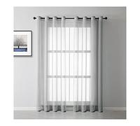 Mesnt Rideau Voile Gris, Pure Color Voile Voilage Semi Transparent Rideau pour Decoration Maison Cuisine Fenêtres, Gris, 183 x 102 cm (HxL)