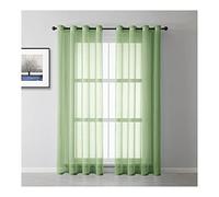 Mesnt Rideau Voile Vert, Rideau Transparent en Voile de Couleur Unie Semi-Transparent Rideau pour Salon Cuisine, Vert, 138 x 86 cm (HxL)