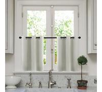 Mesnt Rideaux Brise-Bise, 2 Pièces Gris Blanc Couleur Unie Double Face Filtrage de la Lumière Petit Rideau Fenetre Rideaux Brise-Bise Courts Placard Salon Chambre, Polyester, L63.5 x H91.5 cm