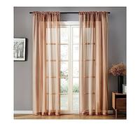 Mesnt Rideaux D'Intérieur, Rideau Transparent en Voile Semi-Transparent pour Chambre à Coucher Décoratif Salon Moderne Chambre Adult Cuisine, Marron, 160 x 107 cm (HxL)