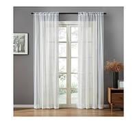 Mesnt Rideaux Voilages Chambre, Rideau Transparent en Voile Semi-Transparent pour Chambre à Coucher Décoration pour Maison Salon Cuisine Chambre, Beige Blanc, 138 x 102 cm (HxL)