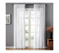 Mesnt Rideaux Voilages Chambre, Rideau Transparent en Voile Semi-Transparent pour Chambre à Coucher pour Salon Chambre Séparation de Pièce pour Cuisine Rideau Dressing, Blanc, 115 x 107 cm (HxL)