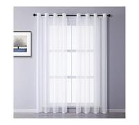 Mesnt Rideaux Voilages Salon, Pure Color Voile Voilage Semi Transparent Rideau pour Decoration Maison Cuisine Fenêtres, Blanc, 160 x 96 cm (HxL)