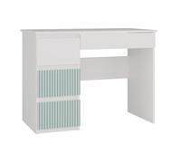 MESO - Bureau droit style moderne bureau-chambre enfant - 98x51x76 cm - 4 tiroirs à gauche - Blanc et vert