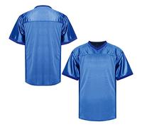 MESOSPERO Maillot de football vierge pour homme, style hip-hop des années 90, noir, blanc, rouge, vert, taille S à 3XL, #Blank - Bleu, Taille L