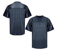 MESOSPERO Maillot de football vierge pour homme, style hip-hop des années 90, noir, blanc, rouge, vert, taille S à 3XL, #Blank - Bleu marine, Taille S