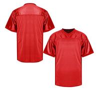 MESOSPERO Maillot de football vierge pour homme, style hip-hop des années 90, noir, blanc, rouge, vert, taille S à 3XL, #Blank - Rouge, XX-Large