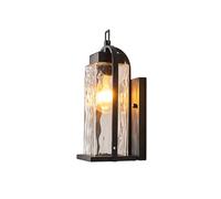 MESOVFCA Applique Murale extérieure, Lampe Murale Verticale Moderne avec Verre ondulé, Grande Lanterne Murale en Fer Noir, éclairage d'ambiance étanche pour Villa, Porte d'entrée, Porche, terrasse