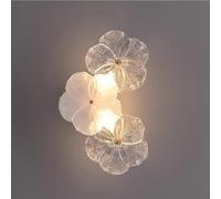 MESOVFCA Applique murale moderne en forme de fleur à deux lumières trois couleurs à intensité variable LED en acier au carbone faite à la main luminaire en verre pour salon, chambre à coucher, couloir