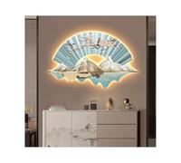 MESOVFCA Décoration murale 3D paysage avec lumière LED Pie et fleur de prunier - Décoration murale orientale - Sculptures murales lumineuses pour entrée