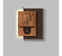 MESOVFCA Décoration Murale en grès, Peinture Murale 3D Suspendue avec lumière LED, Sculptures Modernes avec Plante Artificielle pour Chambre, Salon (Marron 3,98 * 120 cm / 38,5 * 47,2 po)