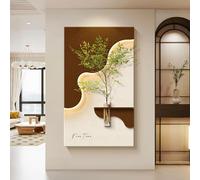 MESOVFCA Décoration Murale en grès, Peinture Murale 3D Suspendue avec lumière LED, Sculptures Modernes avec Plante Artificielle (Blanc 3,70 * 120 cm / 27,5 * 47,2 po)