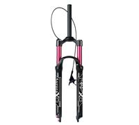 MESOVFCA Fourches Avant VTT 26/27,5/29 Pouces, débattement 140 mm, Tube Droit 1 1/8" avec réglage du Rebond pour VTT/AM/XC Tout-Terrain (Verrouillage à Distance Noir/Rouge, 29")