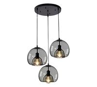 MESOVFCA Luminaires Suspendus de Restaurant Nordique à 3 lumières avec Lustre Suspendu en Verre Globe Moderne ambré Luminaires d'éclairage réglables industriels Plafonnier Fabriqué en Chine