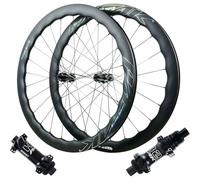 MESOVFCA Paire de Roues VTT en Fibre de Carbone 700C à démontage Rapide, 24 Rayons Avant, 2 Rayons arrière, 4 roulements, cliquet planétaire 54 Dents, Compatible 700C x 23C-50C