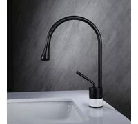 MESOVFCA Robinet de Salle de Bain en Laiton Noir, lavabo en Jade, évier Eau Chaude/Eau Froide, Robinet pivotant de Cuisine (Haut en Jade)