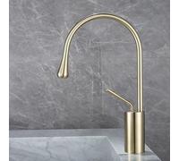 MESOVFCA Robinet de Salle de Bain Noir en Jade, lavabo avec évier Eau Chaude/Eau Froide, Robinet de Cuisine pivotant en Laiton (Court, Or brossé)