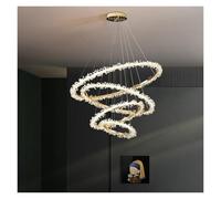 MESOVFCA Suspension LED Ronde Moderne en Cristal doré à intensité Variable pour Salon/entrée, Ambiance chaleureuse