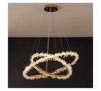 MESOVFCA Suspension LED Ronde Moderne en Cristal doré à intensité Variable pour Salon/entrée, Ambiance chaleureuse