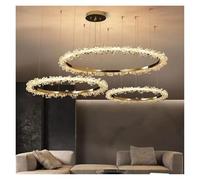 MESOVFCA Suspension LED Ronde Moderne en Cristal doré à intensité Variable pour Salon/entrée, Ambiance chaleureuse