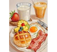 Mesribandy Broderie Cross stitch kit 11CT Toile pré-imprimée Délices du petit-déjeuner DIY art kit de point de croix broderie adulte Décoration d'intérieur 40x50 cm