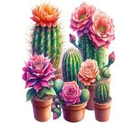 Mesribandy Broderie Cross stitch kit 11CT Toile pré-imprimée Fleur de cactus DIY art kit de point de croix broderie adulte Décoration d'intérieur 50x70 cm