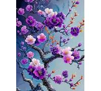 Mesribandy Broderie Cross stitch kit 11CT Toile pré-imprimée Fleur de prunier DIY art kit de point de croix broderie adulte Décoration d'intérieur 50x70 cm