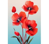 Mesribandy Broderie Cross stitch kit 11CT Toile pré-imprimée Fleurs rouges DIY art kit de point de croix broderie adulte Décoration d'intérieur 40x50 cm