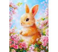 Mesribandy Broderie Cross stitch kit 11CT Toile pré-imprimée Petit lapin DIY art kit de point de croix broderie adulte Décoration d'intérieur 50x70 cm