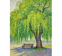 Mesribandy Kit de Peinture Diamant 5D Strass Cristal Banc sous un grand arbre DIY Numéros Diamant Art Canevas Perles a Coller Décoration Murale 40x50 cm