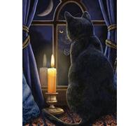 Mesribandy Kit de Peinture Diamant 5D Strass Cristal chaton aux chandelles DIY Numéros Diamant Art Canevas Perles a Coller Décoration Murale 50x70 cm