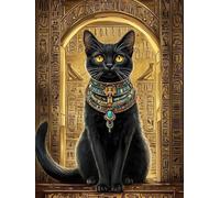 Mesribandy Kit de Peinture Diamant 5D Strass Cristal Chaton de l'Égypte ancienne DIY Numéros Diamant Art Canevas Perles a Coller Décoration Murale 50x70 cm