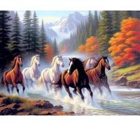 Mesribandy Kit de Peinture Diamant 5D Strass Cristal DIY Numéros Diamant Art Canevas Perles a Coller Décoration Murale Cheval au galop 40x50 cm