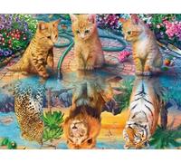 Mesribandy Kit de Peinture Diamant 5D Strass Cristal DIY Numéros Diamant Art Canevas Perles a Coller Décoration Murale Trois chatons40x50 cm