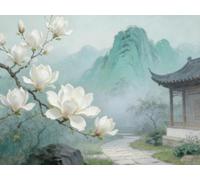 Mesribandy Kit de Peinture Diamant 5D Strass Cristal Fleurs devant des monuments historiques DIY Numéros Diamant Art Canevas Perles a Coller Décoration Murale 40x50 cm