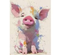 Mesribandy Kit de Peinture Diamant 5D Strass Cristal Petit cochon peint DIY Numéros Diamant Art Canevas Perles a Coller Décoration Murale 40x50 cm