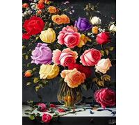 Mesribandy Kits De Peinture Au Diamant Pour Adultes fleurs nature morte Kits D'Art perles 5D Pour Débutants DIY Mosaïque Diamond-Painting Images Décor 40x50 cm
