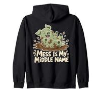 Mess is My Middle Name Muddy Pig Humour Sweat à Capuche