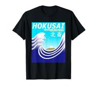Message 6 Katsushika - Hokusai Contemporain Ukiyo-e Wave Off Kanagawa Fuji 36 scènes de la mer Big Wave et Mont Fuji Blue Sky Kuroshio Colors T-Shirt