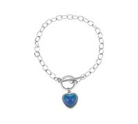 Message Bracelet Couple Argent Message Anneaux couleur changeante amour coeur pendentif Bracelet température sens détection verre perlé lien chaîne Bracelet pour les femmes Plaqué (Silver, One Size)