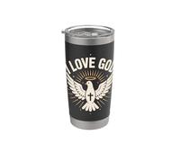 Message chrétien I Love God Dove Cross Gobelet isotherme en acier inoxydable double paroi