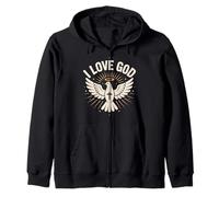 Message chrétien I Love God Dove Cross Sweat à Capuche