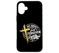 Message croisé « Not Perfect Just Forgiven » Coque pour iPhone 16 Plus