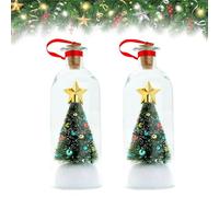 Message d'arbre de Noël dans Une Bouteille, Ornement de Bouteille de Message Vocal enregistrable de l'arbre de Noël avec liège de Lecture, scène enneigée dans Une Bouteille nostalgique (2PCS)